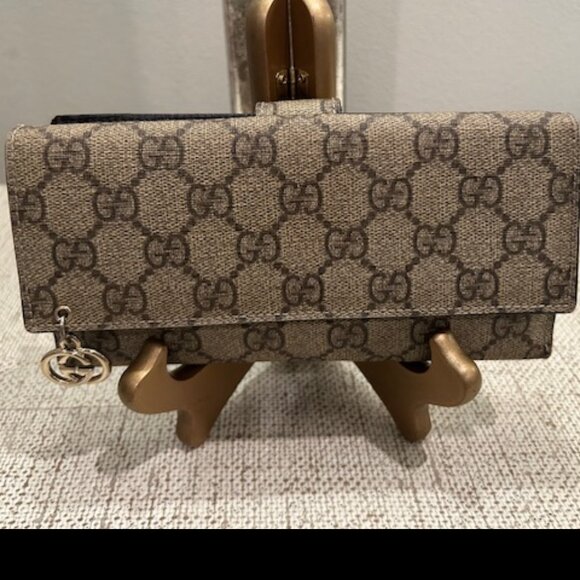 Gucci GG Supreme Monogram Continental Flap Wallet Beige - Picture 1 of 8